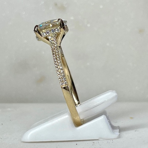 14k Gold 3ct Hidden Halo w/ Double Pave D, VVS1 Moissanite - Picture 9 of 17